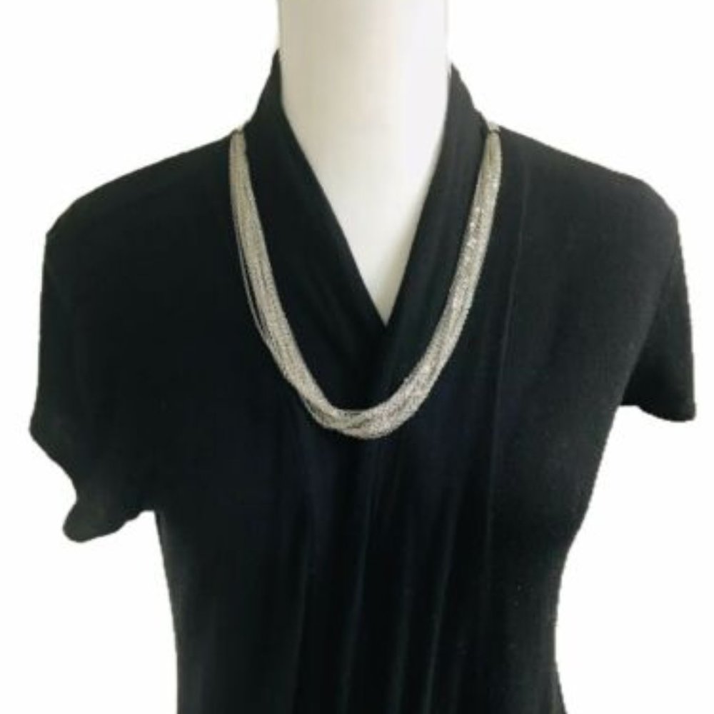 New SilverTone Necklace MultiStrands Chain 12” 1mm